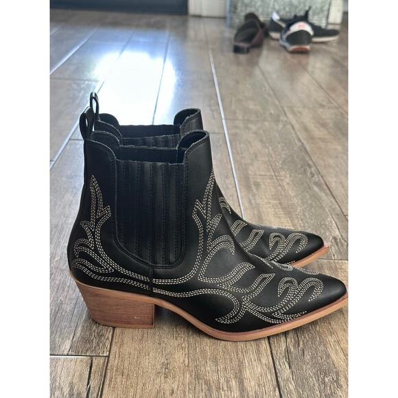 Mi.iM Miracle Miles Women's Black Leather Pointed Toe Bryce Western Boots Size 9 - Picture 5 of 7